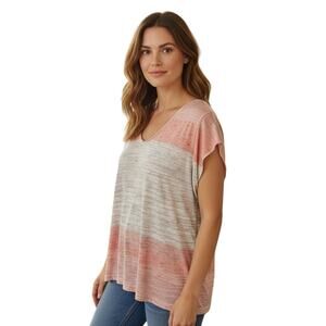 Pilcro Blush & Gray Colorblock V-Neck Dolman Tee Women’s Size M